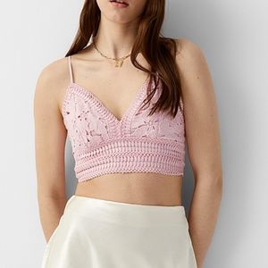 Love Tree dusty pink crochet lace bralette top NWT